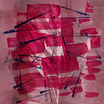 Modern abstract botanisch. Roze gras. van Dina Dankers
