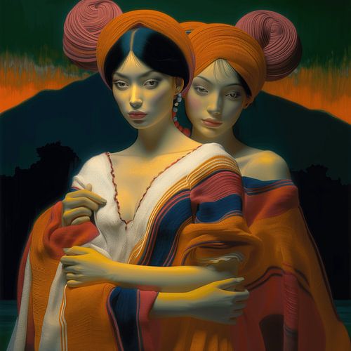 Vrouwen met gebreide kleding