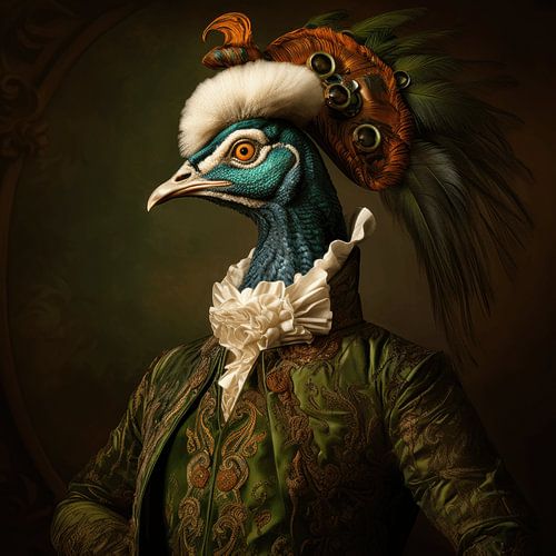 Portret van een adelijke pauw