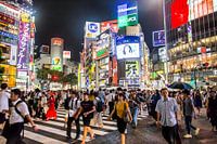 Shibuya crossing in de nacht