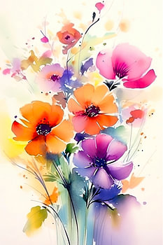 Fleurs expressives à l'aquarelle