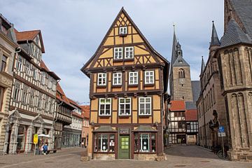 World heritage town Quedlinburg - market place (in the background the market church St. Benedikti) by t.ART