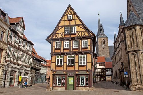 Werelderfgoedstad Quedlinburg - marktplein (op de achtergrond de marktkerk St. Benedikti)