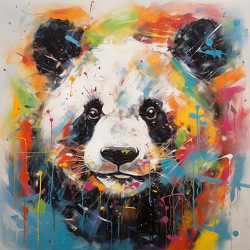 Panda abstract wit van The Xclusive Art