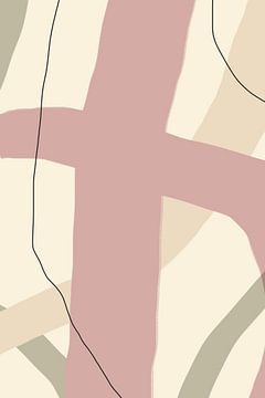 Moderne abstrakte minimalistische Formen und Linien in Pastellrosa, Grün, Beige Nr.2 von Dina Dankers