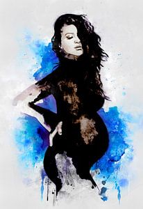 Mode illustratie van een zwangere vrouw | Blauwe wolk van MadameRuiz