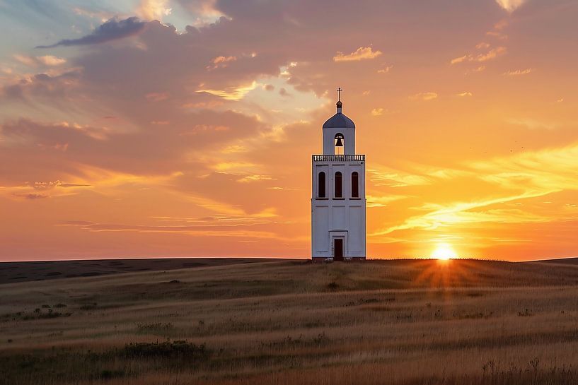 La lumière inonde les vitraux d'une église par fernlichtsicht