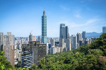View of Taiwan and Taipei 101, the country's tallest building towering over the skyline by Mickéle Godderis