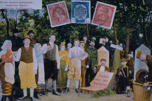 Nederlandse historische  wenskaart van het Vierlandenpunt uit 1907