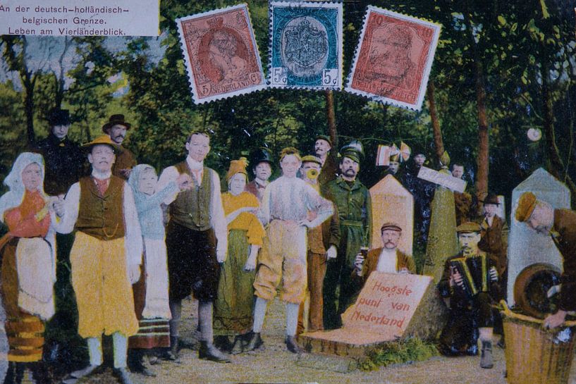 Nederlandse historische  wenskaart van het Vierlandenpunt uit 19 van Patricia Hofmeester