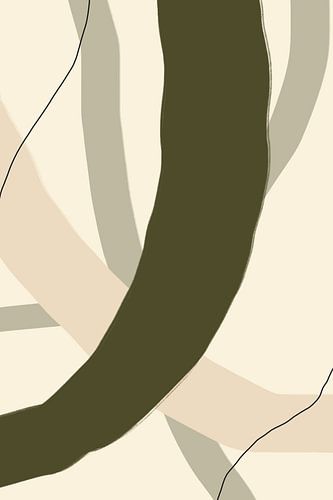 Moderne abstracte minimalistische organische vormen in groen, beige, zwart I
