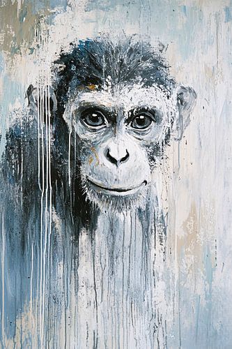 Abstract aap schilderij met verf
