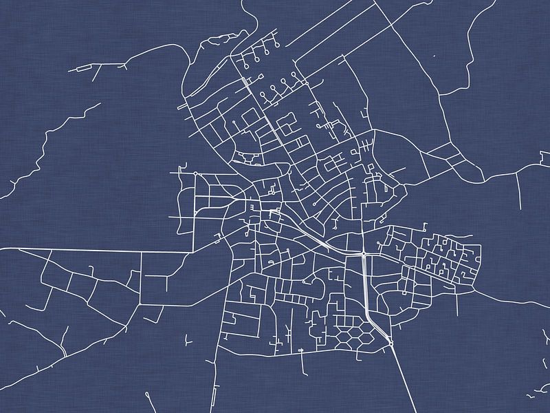Map of Bergen in Royal Blue by De Kaartenwinkel