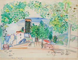Raoul Dufy - Blick auf den Turm von Vernet-les-Bains (circa 1941)