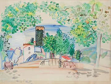 Raoul Dufy - Zicht op de toren van Vernet-les-Bains (circa 1941) van Peter Balan