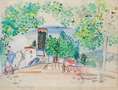 Raoul Dufy - View of the tower of Vernet-les-Bains (circa 1941)