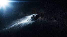 Himmelskörper mit leuchtendem Schweif im Weltraum von Markus Gann