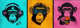 Triptych Three Wise Men - Monkey pop art painting by BowiScapes - Fine Art and Urban Wall Art