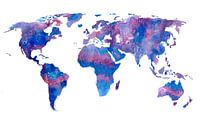 Weltkarte in Aquarell | Lila und Blau von Wereldkaarten.Shop Miniaturansicht