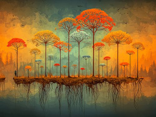 Tree Roots in the Air | Abstract Natural Landscape as Warm Wall Art