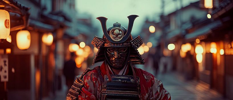 Samurai in traditional dress - night shot by Poster Art Shop