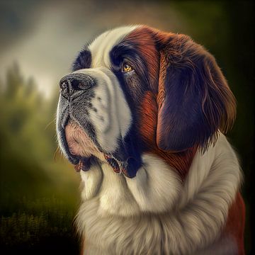 Portrait of a Saint Bernard dog illustration by Animaflora PicsStock
