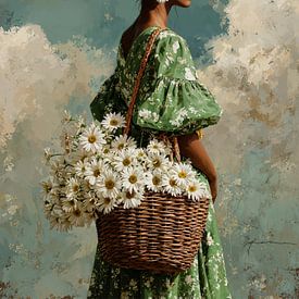 Woman with daisy basket by IamHome Studio
