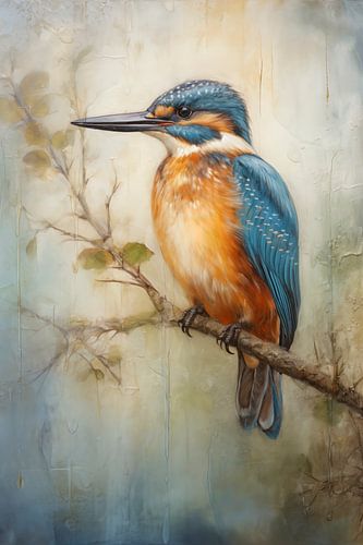 IJsvogel zittend op een tak