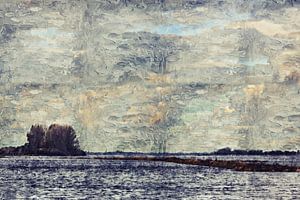 Ansicht des Grevelinger Sees (Kunst, Impasto-Technik)