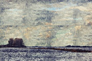 Uitzicht op het Grevelingenmeer (kunst, impasto techniek) van Art by Jeronimo
