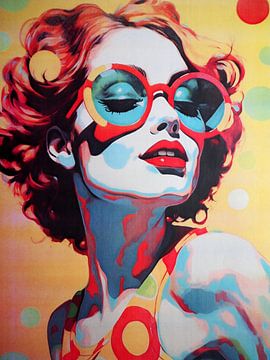 Pop-art portret vrouw zomerzon retro joie de vivre van gm_designs