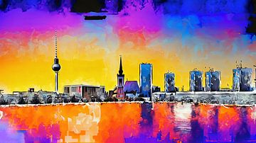Berlijnse skyline bij zonsondergang van Tilo Grellmann
