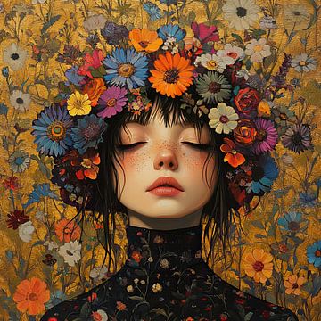 Portrait Colourful Flowers by Eye catching paintings