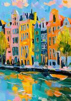 Amsterdam canal in warm colours