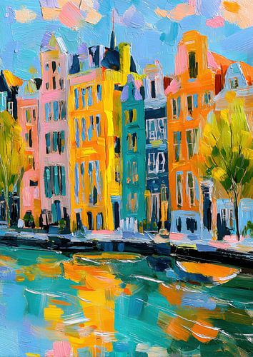 Amsterdamse gracht in warme kleuren