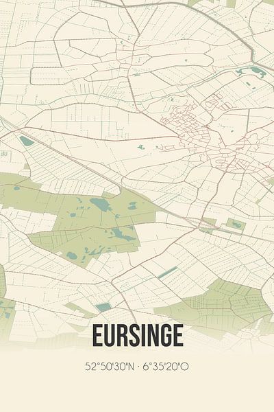Vintage map of Eursinge (Drenthe) by Prints of Place