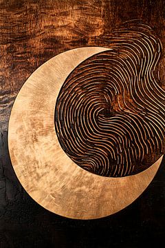 Gouden maan op houttextuur van Imperial Art House
