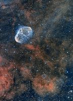 Crescent en een zeepbel in de ruimte