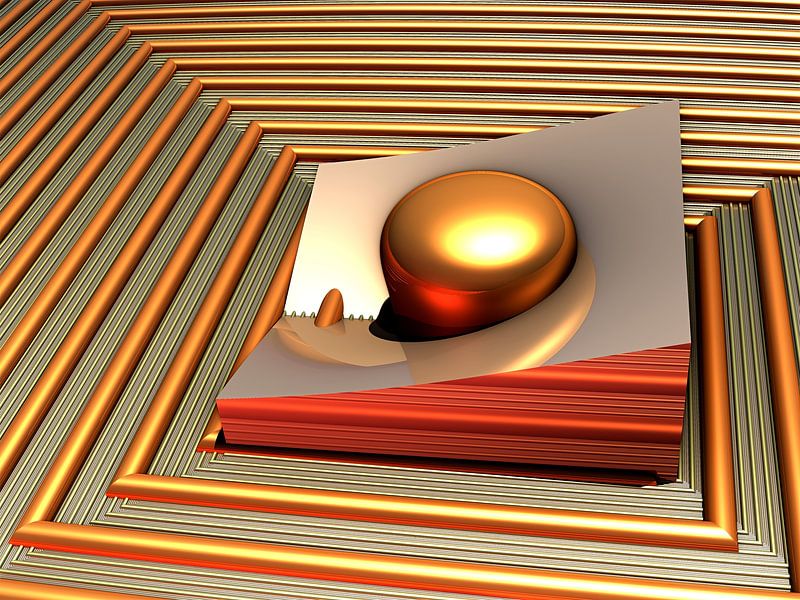 digital art with a ball in a grid by W J Kok