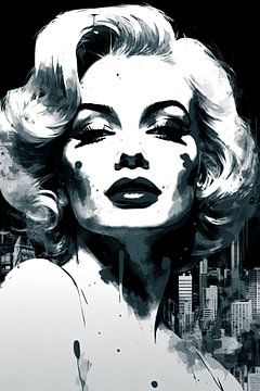 Zwartwit vrouwenportret Marilyn Monroe van Vlindertuin Art