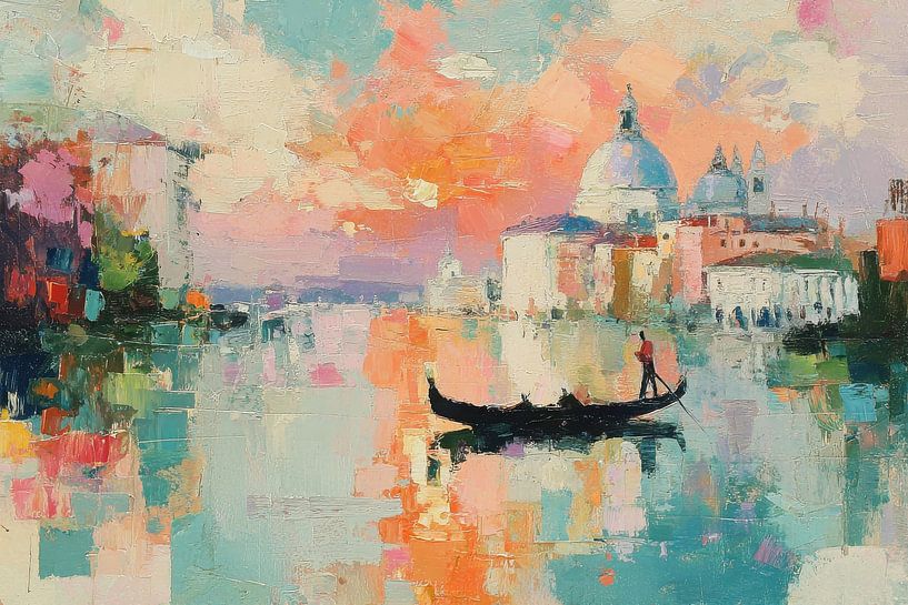 Gondola in Venice - Impressionist oil painting by Niklas Maximilian