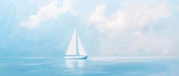 Voilier aux douces couleurs de la brume sur Poster Art Shop