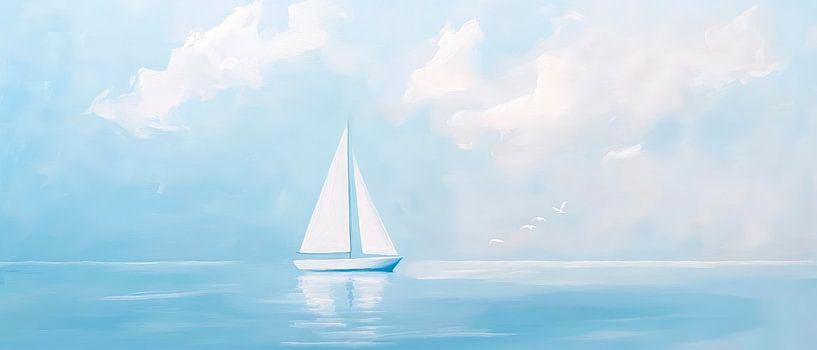 Sailboat in soft misty colours by Poster Art Shop
