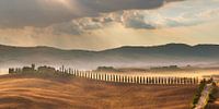 Sunrise over the mountains in Val D' Orcia