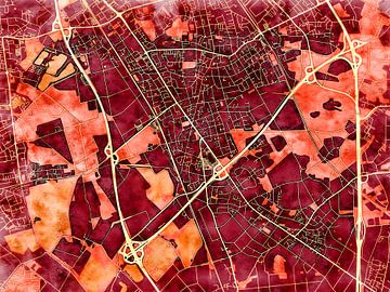 Kaart van Langenfeld (Rheinland) in de stijl 'Amber Autumn' van Maporia