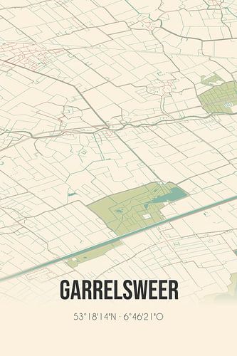 Vintage landkaart van Garrelsweer (Groningen) van Stad & Wand