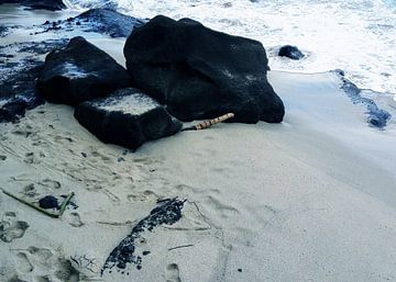 Black Stone At The Sands Beautiful Beach