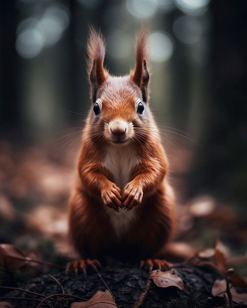 Eichhörnchen posiert im Wald von fernlichtsicht