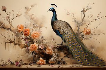 Peacock art painting by Digitale Schilderijen