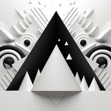 Abstract pyramids black and white modern by The Xclusive Art